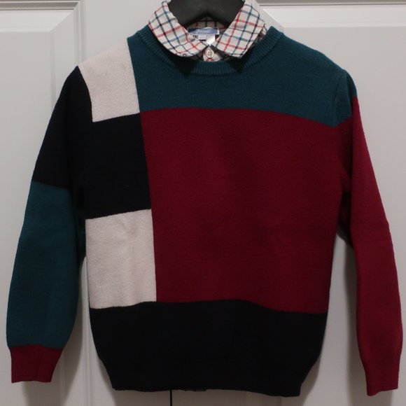 Jacadi Boys Checked Shirt and Colorblock Sweater Set, Size 6 - Picture 4 of 15